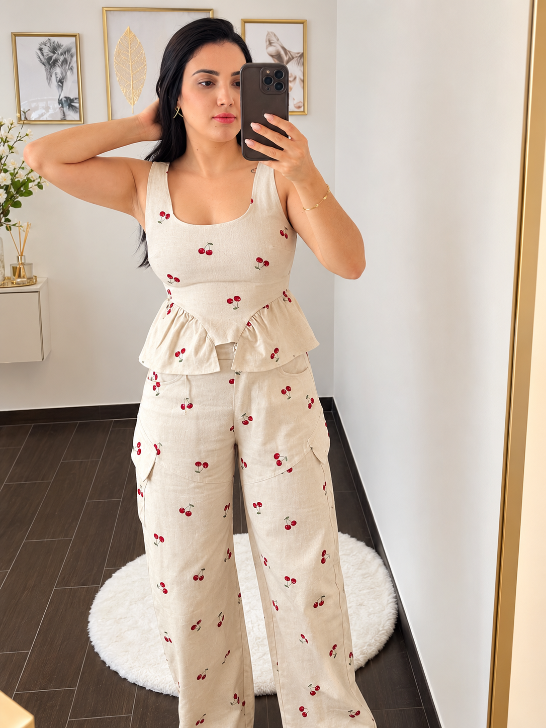 Conjunto Bege Cereja