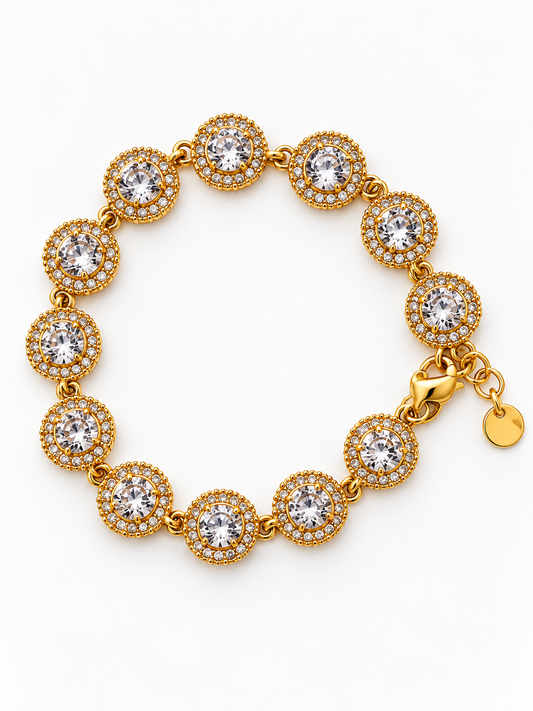 Pulseira Dourada/ Prateada com Pedras Brilhantes
