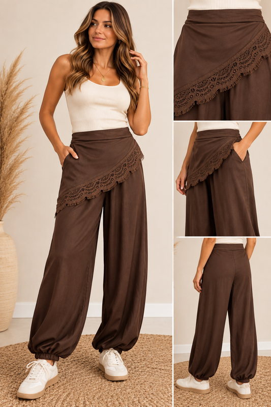 Calça Aladim Castanha com Lenço na Cintura
