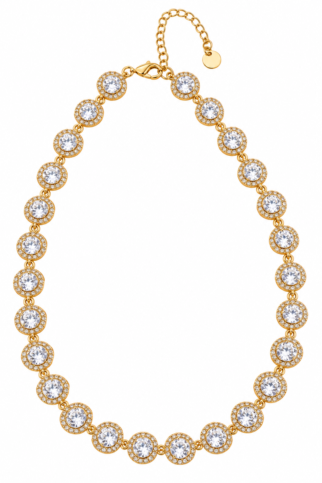 Colar Riviera Clássico Angelic — Dourado com Cristais Descrição Geral: