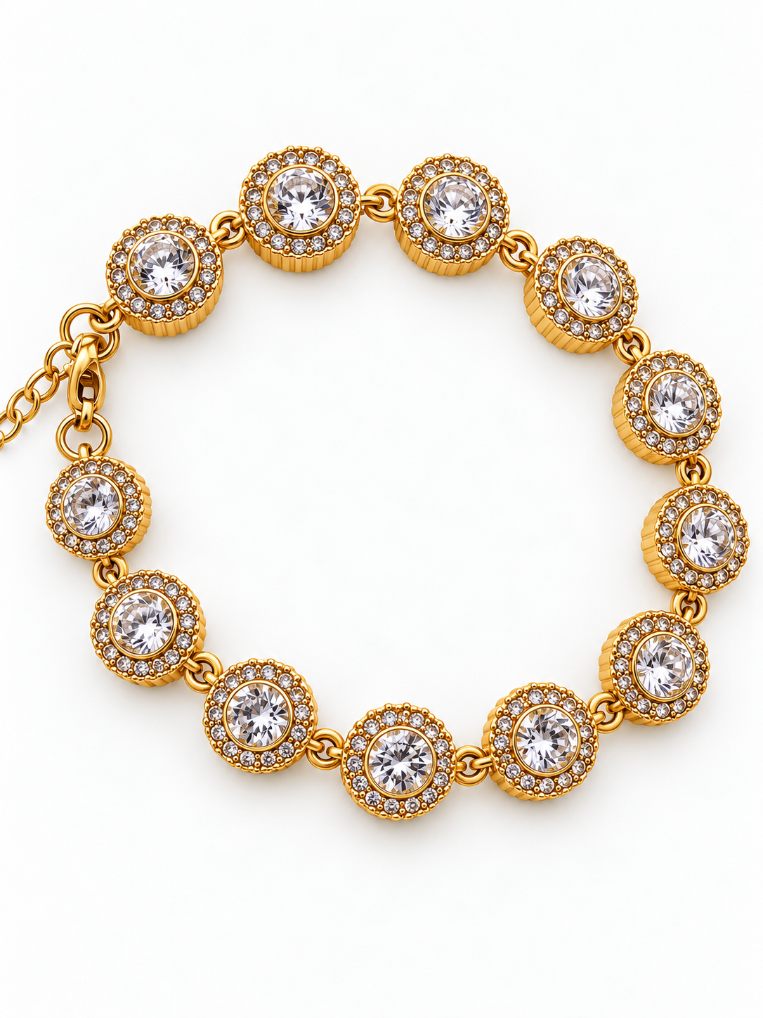 Pulseira Dourada/ Prateada com Pedras Brilhantes