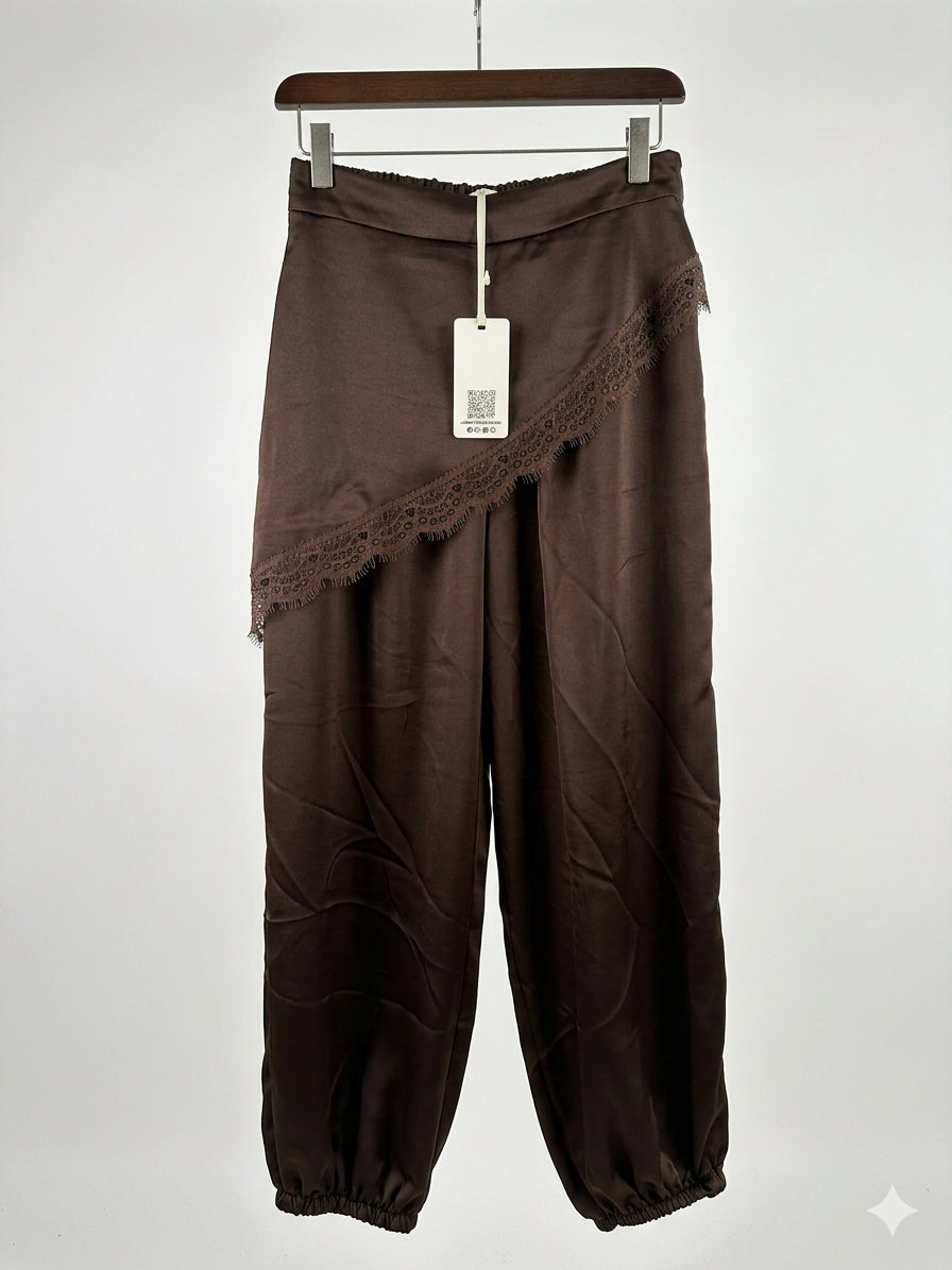 Calça Aladim Castanha com Lenço na Cintura